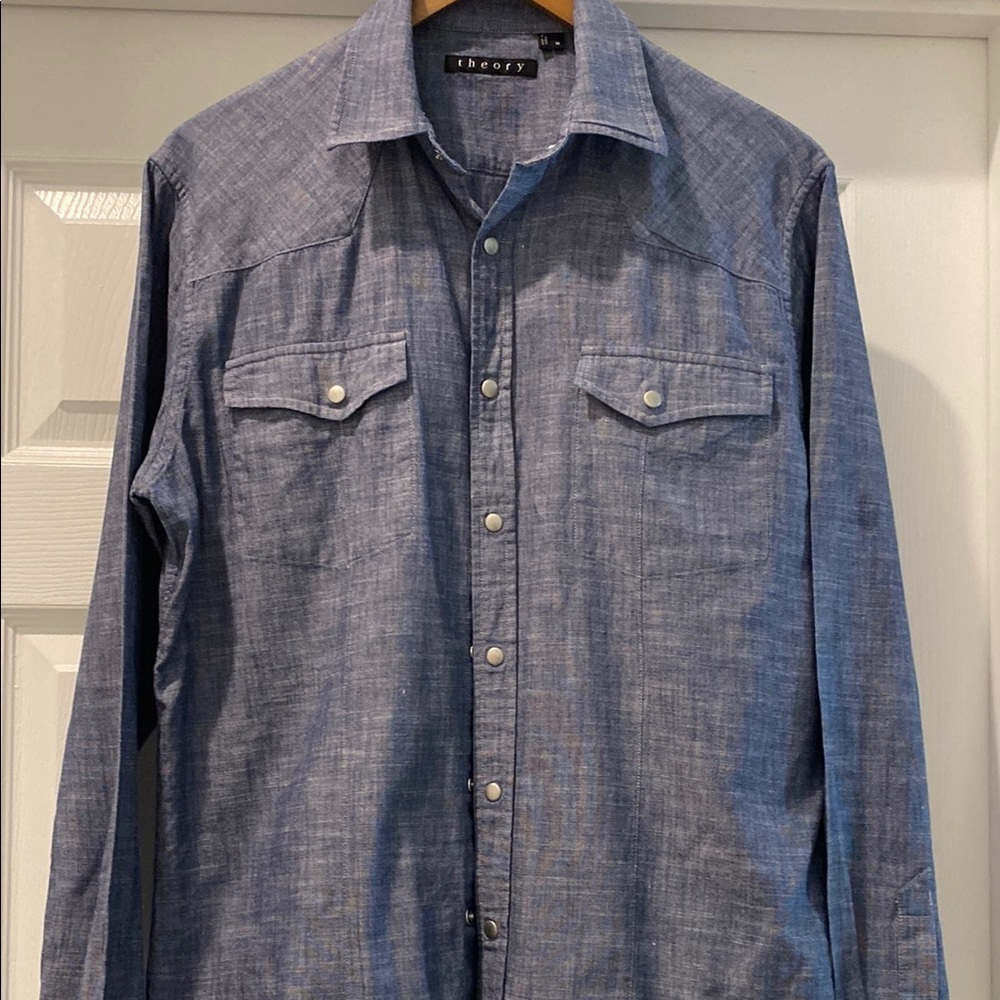 Theory Blue Casual Button Down Shirt